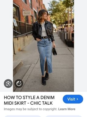 Express Women's Blue Denim Midi Skirt